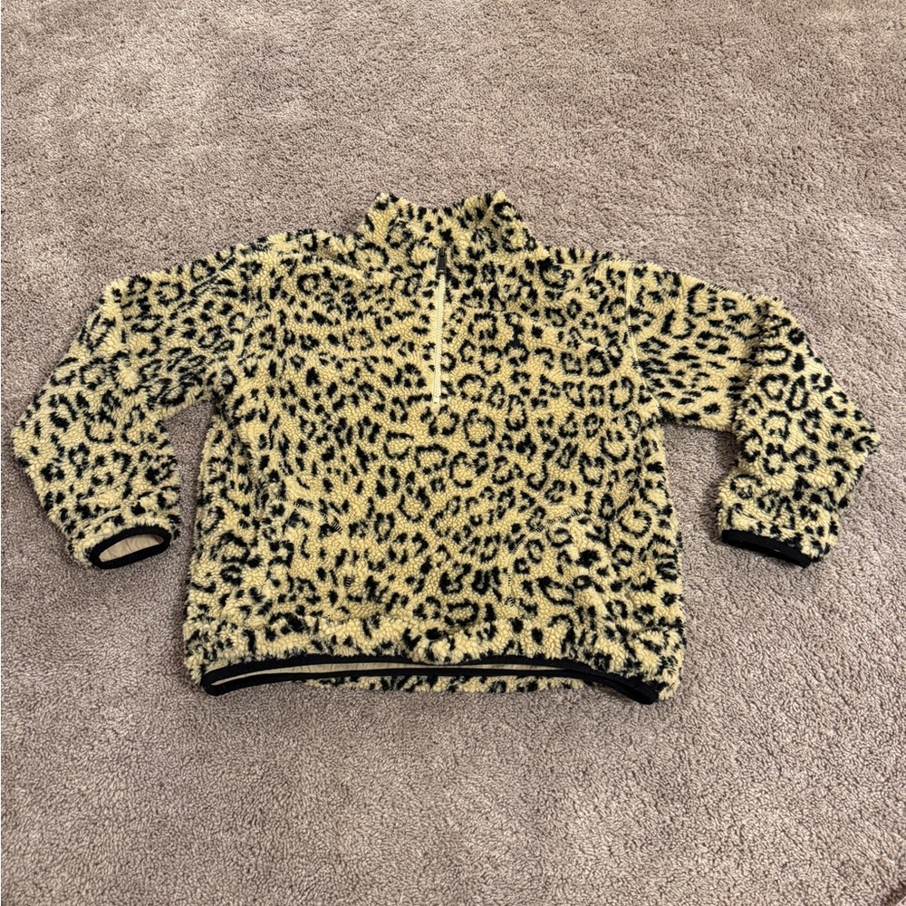 Polo by Ralph Lauren Yellow and Black Leopard Print Sherpa Pullover XL/16